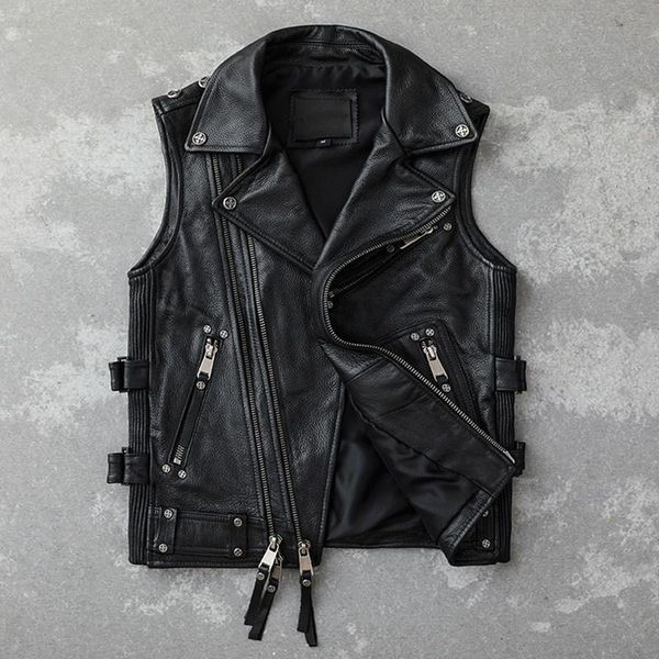 men's vests 2021 black short biker's style leather vest men large size xxxxl genuine cowhide spring slim fit motorcycle natural co, Black;white
men's vests 2021 black short biker's style leather vest men large size xxxxl genuine cowhide spring slim fit motorcycle natural co, Black;white