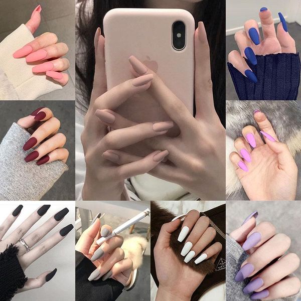 false nails 24pcs carton packaging with nail glue solid color matte finished manicure long coffin ballet wearable fake tips, Red;gold
false nails 24pcs carton packaging with nail glue solid color matte finished manicure long coffin ballet wearable fake tips, Red;gold