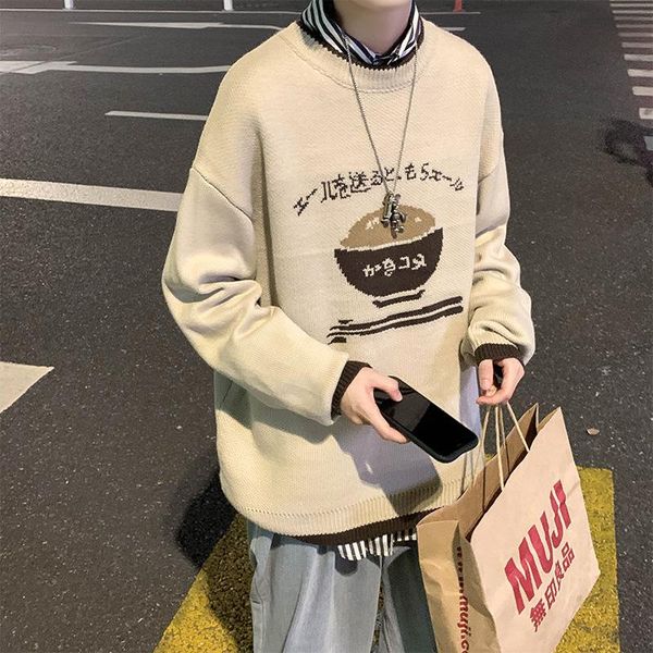 men's sweaters autumn and winter japanese retro crew neck sweater tide brand loose fun casual wild couple, White;black
men's sweaters autumn and winter japanese retro crew neck sweater tide brand loose fun casual wild couple, White;black