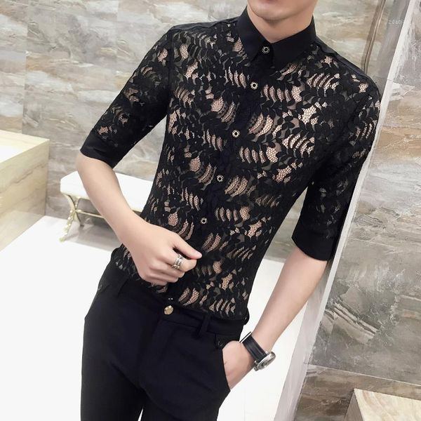 men's casual shirts men 2021 summer hollow out half sleeve turn-down collar korean slim fit 3xl safara style solid male man, White;black
men's casual shirts men 2021 summer hollow out half sleeve turn-down collar korean slim fit 3xl safara style solid male man, White;black