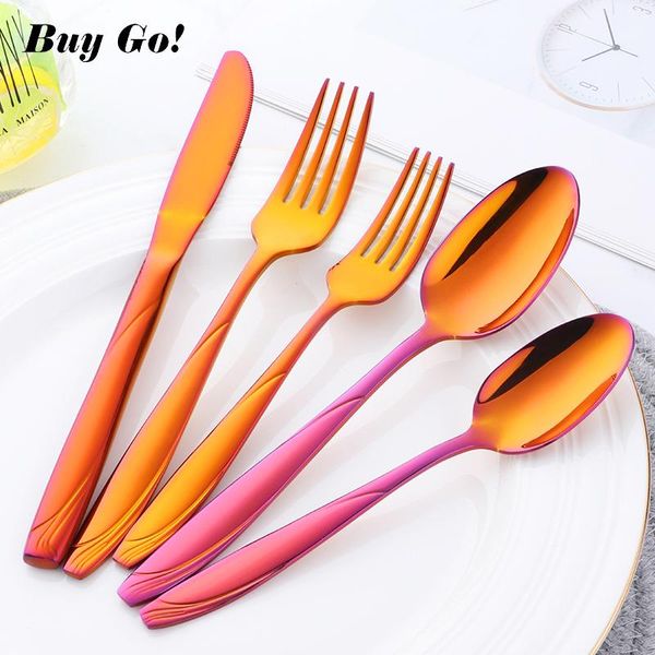 20/30pcs stainless steel luxury cutlery set orange red flatware sets rainbow gold knife fork spoon set tableware c140 xmas
20/30pcs stainless steel luxury cutlery set orange red flatware sets rainbow gold knife fork spoon set tableware c140 xmas