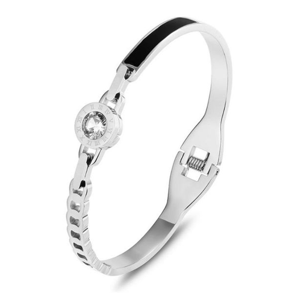 link, chain titanium steel simple curved piece bracelet rose gold inlaid brick personality fashion no fade, Black
link, chain titanium steel simple curved piece bracelet rose gold inlaid brick personality fashion no fade, Black