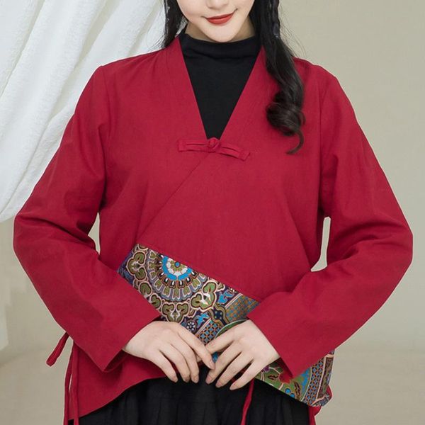 women's jackets johnature women vintage short coat cotton linen v-neck long sleeve embroidery belt loose 2021 autumn national style coa, Black;brown
women's jackets johnature women vintage short coat cotton linen v-neck long sleeve embroidery belt loose 2021 autumn national style coa, Black;brown