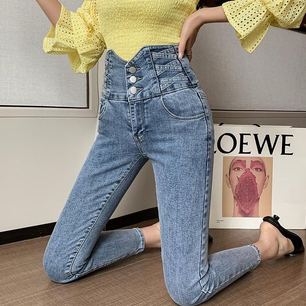 casual women's jeans 2021 spring and summer new fashion tight-fitting high-waisted thin light-colored jeans with small feet, Blue
casual women's jeans 2021 spring and summer new fashion tight-fitting high-waisted thin light-colored jeans with small feet, Blue