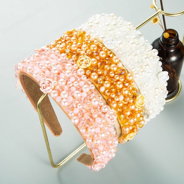 luxury full color crystal beaded headband elegant hand made simulated pearl wide-brimmed hairband girls party crowns, Silver
luxury full color crystal beaded headband elegant hand made simulated pearl wide-brimmed hairband girls party crowns, Silver