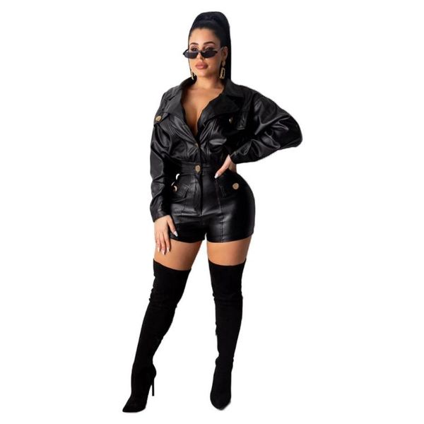 women's jumpsuits & rompers cool fashion black pu leather lady playsuits winter catsuits club v-neck shorts, Black;white
women's jumpsuits & rompers cool fashion black pu leather lady playsuits winter catsuits club v-neck shorts, Black;white