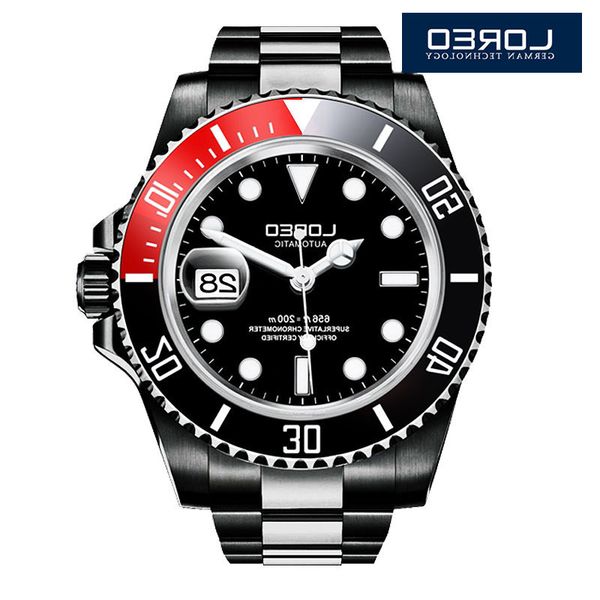 loreo diving men's watches men automatic self wind mechanical luminous stainless steel black red dial simple business watch, Slivery;brown
loreo diving men's watches men automatic self wind mechanical luminous stainless steel black red dial simple business watch, Slivery;brown