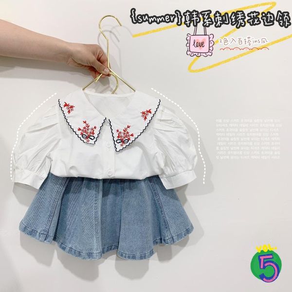 shirts summer cute girls flower embroidery puff sleeve baby girl turn-down collar plaid clothings, White;black
shirts summer cute girls flower embroidery puff sleeve baby girl turn-down collar plaid clothings, White;black