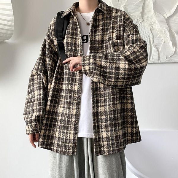 men's casual shirts autumn winter woolen shirt fashion retro plaid men korean loose coat mens thick -2xl, White;black
men's casual shirts autumn winter woolen shirt fashion retro plaid men korean loose coat mens thick -2xl, White;black