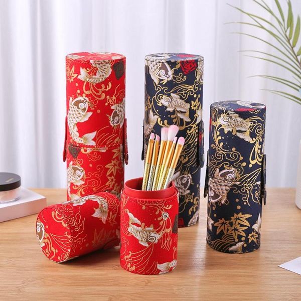 eyelash curler makeup brushes storage holder box double clasp embroidery technology retro print cloth cosmetic pens cup organizer
eyelash curler makeup brushes storage holder box double clasp embroidery technology retro print cloth cosmetic pens cup organizer