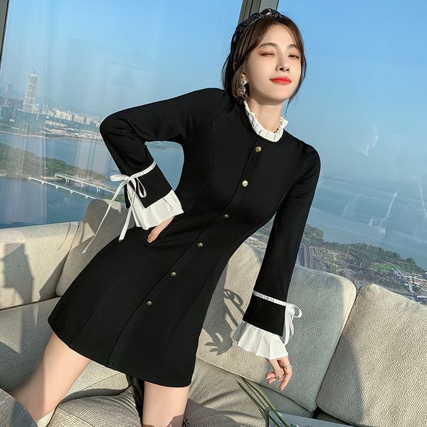 thin, elegant female look small black 2021 new spring dress with age reduction and waistline k0c3, Black;pink
thin, elegant female look small black 2021 new spring dress with age reduction and waistline k0c3, Black;pink