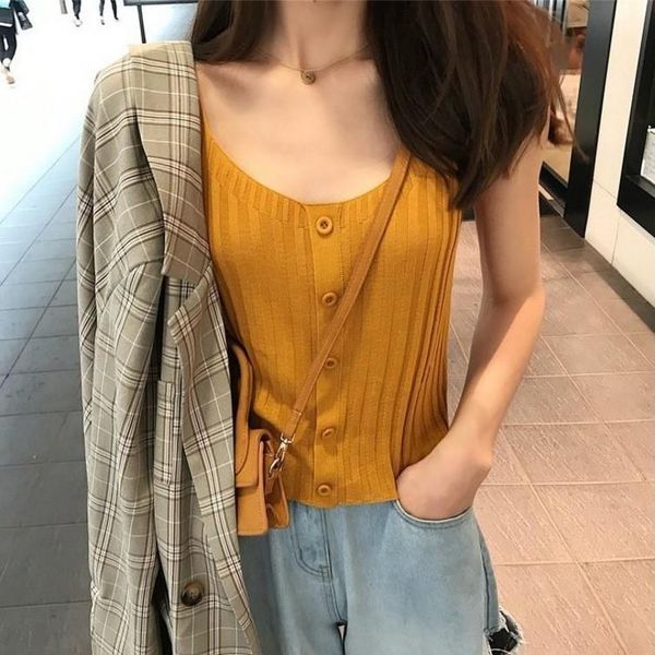 women's tanks & camis fashion knitted suspenders all-match solid color vest slim sleeveless classic round neck, White
women's tanks & camis fashion knitted suspenders all-match solid color vest slim sleeveless classic round neck, White