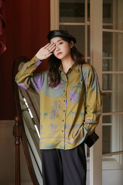 2021 new vintage long sleeve aesthetic women plant print blouse button up collar shirt yellow autumn korean fashion qdir, White
2021 new vintage long sleeve aesthetic women plant print blouse button up collar shirt yellow autumn korean fashion qdir, White