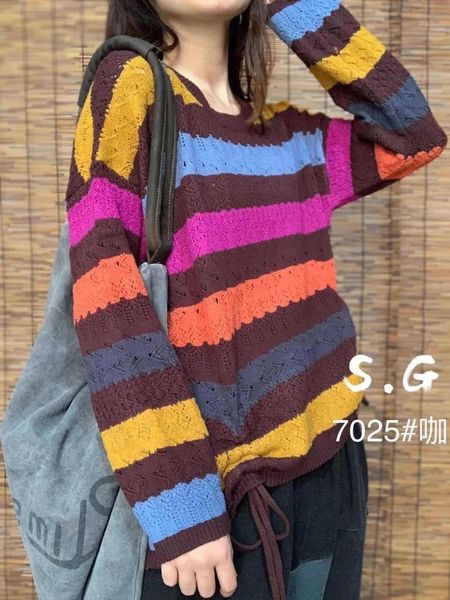 women's sweaters sweater autumn retro korean version loose round neck striped all-match 2021, White;black
women's sweaters sweater autumn retro korean version loose round neck striped all-match 2021, White;black