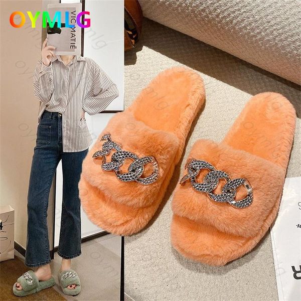 slippers fashion metal chain thick-bottomed fur women's plus size small flat-heeled warm and comfortable flip flops, Black
slippers fashion metal chain thick-bottomed fur women's plus size small flat-heeled warm and comfortable flip flops, Black