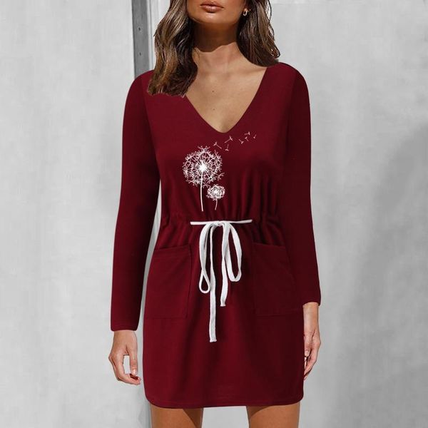 casual dresses 2021 fashion dress women's v-neck long sleeve ladies loose print drawstring mini vestidos femme streetwear, Black;gray
casual dresses 2021 fashion dress women's v-neck long sleeve ladies loose print drawstring mini vestidos femme streetwear, Black;gray