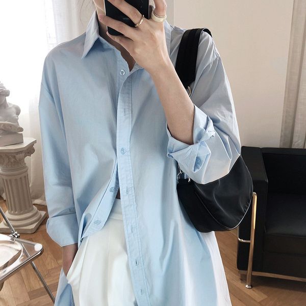 white crop polo blue femme autumn for soft girl simple loose japanese shirt dress women blouses t1c0, White;black
white crop polo blue femme autumn for soft girl simple loose japanese shirt dress women blouses t1c0, White;black