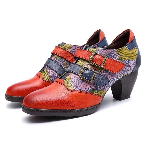 dress shoes elegance vintage printing women hollow chunky heel genuine leather pumps buckle strap 4cm thick high heels round toe, Black
dress shoes elegance vintage printing women hollow chunky heel genuine leather pumps buckle strap 4cm thick high heels round toe, Black