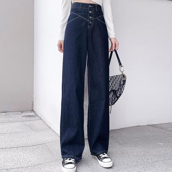 korean style button high waist denim wide leg pants women fashion casual washed straight leg trousers streetwear jeans female, Blue
korean style button high waist denim wide leg pants women fashion casual washed straight leg trousers streetwear jeans female, Blue
