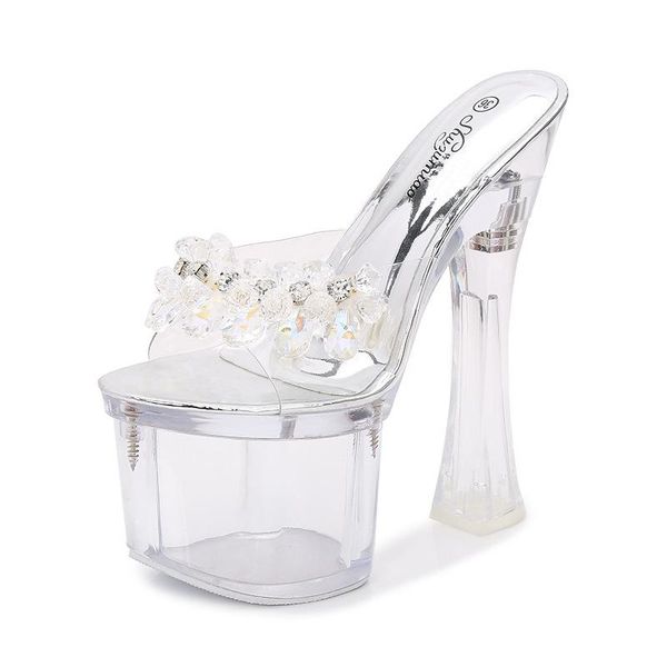 dress shoes summer clear glass bead pvc high heels transparent platform 17.5cm square ladies open toe wedding party pumps, Black
dress shoes summer clear glass bead pvc high heels transparent platform 17.5cm square ladies open toe wedding party pumps, Black