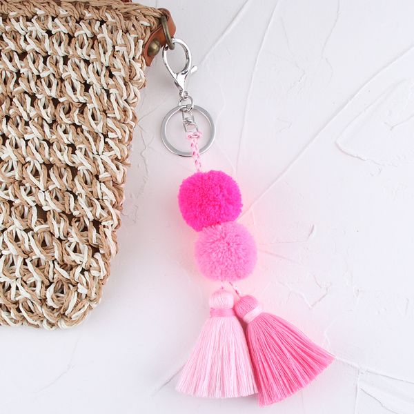 colorful pompom tassel keychain handmade bohemian key ring for women boho handbag accessories key holder jewelry gifts, Silver
colorful pompom tassel keychain handmade bohemian key ring for women boho handbag accessories key holder jewelry gifts, Silver