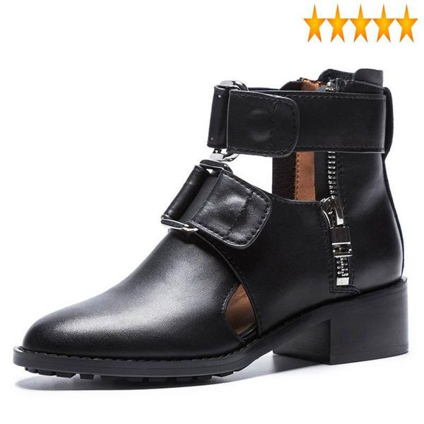 sandals womens british cowhide summer hollow out zipper motorcycle genuine leather pointed toe punk female high top, Black
sandals womens british cowhide summer hollow out zipper motorcycle genuine leather pointed toe punk female high top, Black