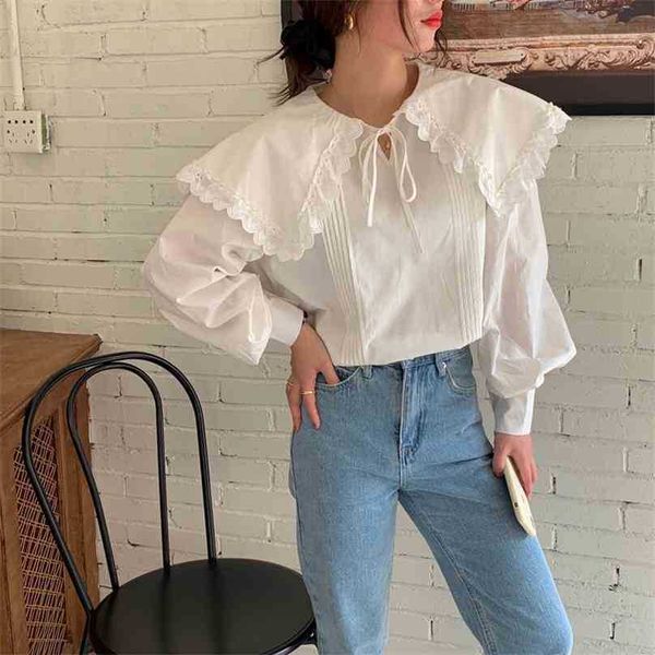 solid office lady shirts lace patchwork vintage retro sweet chic loose all match streetwear blouses 210525, White
solid office lady shirts lace patchwork vintage retro sweet chic loose all match streetwear blouses 210525, White