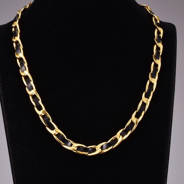 chains women 18k gold color leather cord chokersthick chain necklaces for stainless steel vintage wedding jewelry, Silver
chains women 18k gold color leather cord chokersthick chain necklaces for stainless steel vintage wedding jewelry, Silver