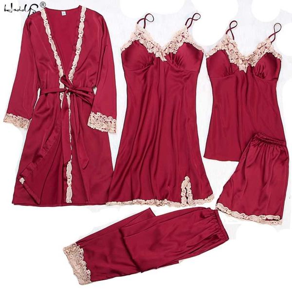 satin sleepwear female with chest pads women pajamas lace silk sleep lounge 5 pieces sets ladies indoor clothing, Black;red
satin sleepwear female with chest pads women pajamas lace silk sleep lounge 5 pieces sets ladies indoor clothing, Black;red