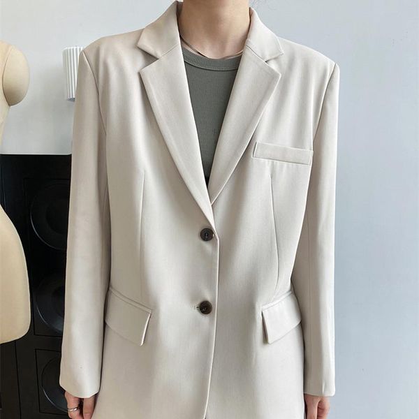 women's suits & blazers chic casual single-breasted loose female suit jackets 2021 autumn buttons ladies outwear full sleeve women soli, White;black
women's suits & blazers chic casual single-breasted loose female suit jackets 2021 autumn buttons ladies outwear full sleeve women soli, White;black