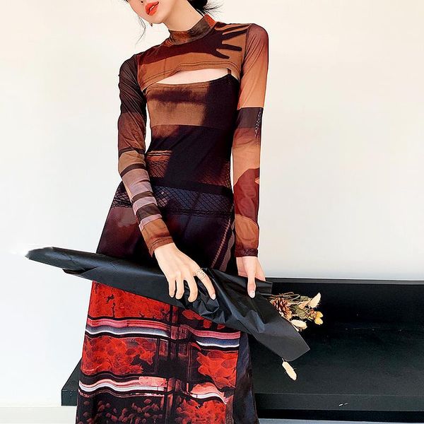 casual dresses vintage printing women's dress 2 pcs punk long sleeve short and spaghetti strap slim clothing vestidos sl119, Black;gray
casual dresses vintage printing women's dress 2 pcs punk long sleeve short and spaghetti strap slim clothing vestidos sl119, Black;gray
