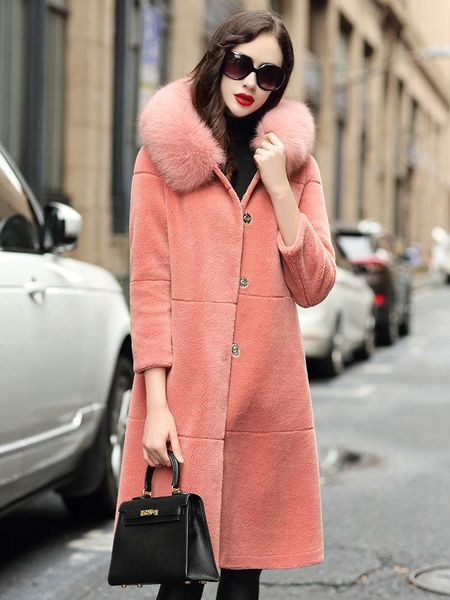 women's fur & faux real coat female sheep shearling jacket winter women collar long korean outwear manteau femme my, Black
women's fur & faux real coat female sheep shearling jacket winter women collar long korean outwear manteau femme my, Black