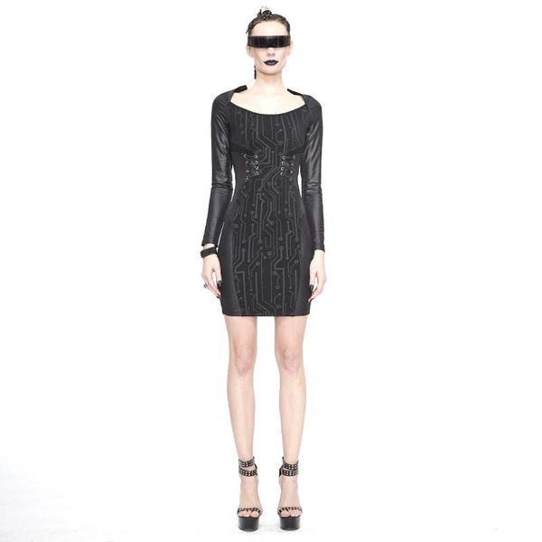 casual dresses punk dress long sleeve party short skirt ladies stitching perspective, Black;gray
casual dresses punk dress long sleeve party short skirt ladies stitching perspective, Black;gray