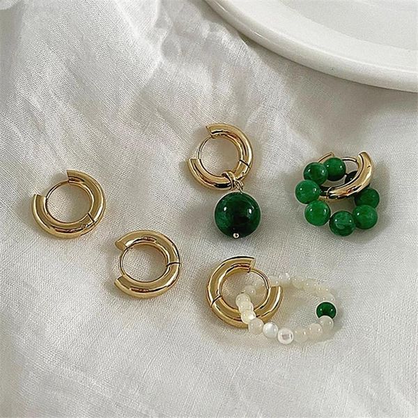 hoop & huggie funny simple green white transparent glass metal beaded earrings smooth irregular geometric round for women gifts, Golden;silver
hoop & huggie funny simple green white transparent glass metal beaded earrings smooth irregular geometric round for women gifts, Golden;silver