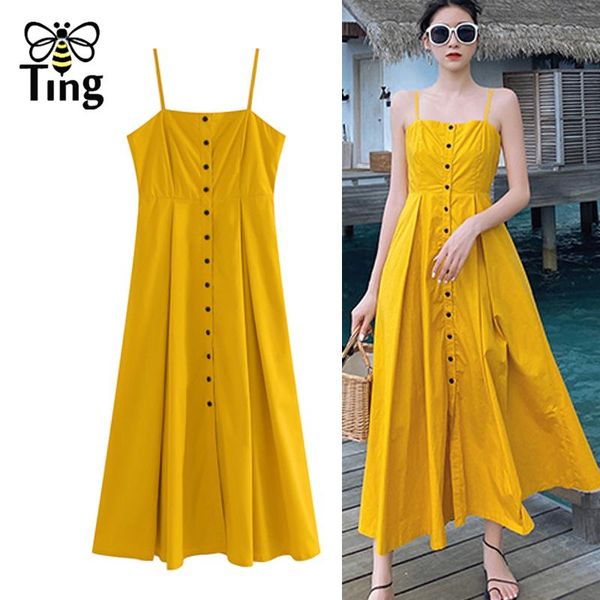 casual dresses tingfly women fashion france chic single breasted button up yellow midi long dress strap a line sundresses elbise z, Black;gray
casual dresses tingfly women fashion france chic single breasted button up yellow midi long dress strap a line sundresses elbise z, Black;gray