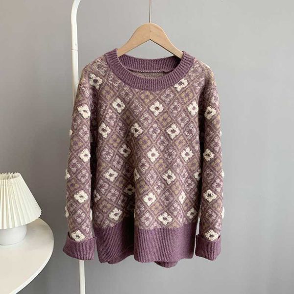 2021 autumn and winter retro purple temperament women's loose knit sweater long sleeve round neck thin bottoming shirt, White;black
2021 autumn and winter retro purple temperament women's loose knit sweater long sleeve round neck thin bottoming shirt, White;black
