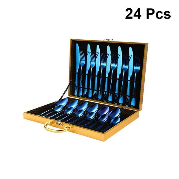 24pcs/set wooden box stainless steel cutlery knife spoon fork tableware dinnerware supplies (blue)
24pcs/set wooden box stainless steel cutlery knife spoon fork tableware dinnerware supplies (blue)