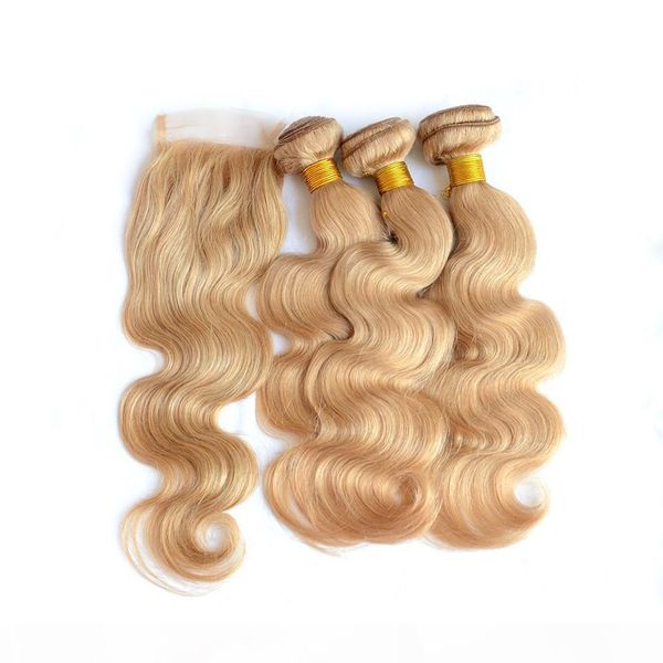 #27 honey blonde 4x4 lace closure with weaves 4pcs lot strawbery blonde peruvian human hair with closure blonde 3bundles with closure, Black
#27 honey blonde 4x4 lace closure with weaves 4pcs lot strawbery blonde peruvian human hair with closure blonde 3bundles with closure, Black
