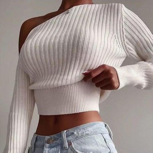 women's sweaters sweater off shoulder solid color long sleeve ribbed knitted pullover, White;black
women's sweaters sweater off shoulder solid color long sleeve ribbed knitted pullover, White;black