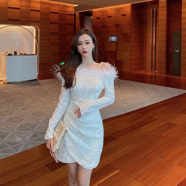 2021 feather tassel dress temperament celebrity shi piece pearl sling party high-end dinner annual meeting, Black;gray
2021 feather tassel dress temperament celebrity shi piece pearl sling party high-end dinner annual meeting, Black;gray