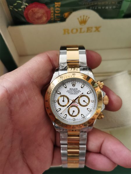 with original box luxury watches 17 style yellow gold & steel bracelet new 40mm automatic fashion brand men's watch chronograph wristwa, Slivery;brown
with original box luxury watches 17 style yellow gold & steel bracelet new 40mm automatic fashion brand men's watch chronograph wristwa, Slivery;brown