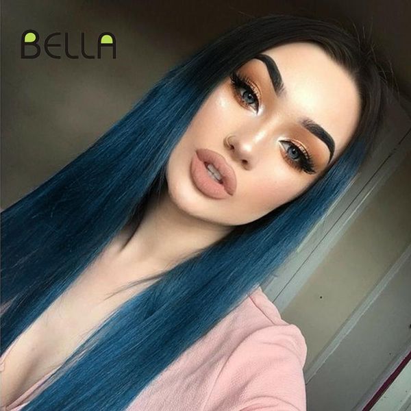 synthetic wigs bella straight hair blue green wig lace front 20" ombre color middle part blonde pink purple black
synthetic wigs bella straight hair blue green wig lace front 20" ombre color middle part blonde pink purple black