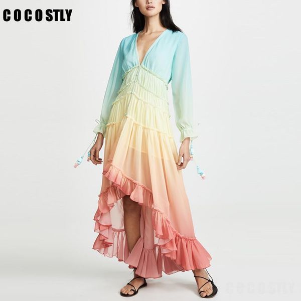 casual dresses 2021 women summer boho maxi dress rainbow gradient color long sleeve elegant beach button cardigan loose vestidos, Black;gray
casual dresses 2021 women summer boho maxi dress rainbow gradient color long sleeve elegant beach button cardigan loose vestidos, Black;gray