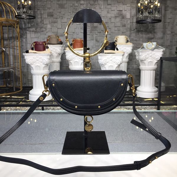 new style women bags 230087 adopt half moon shape cutting add a metal ring hand carry one shoulder genuine leather plain fashion bags, Black
new style women bags 230087 adopt half moon shape cutting add a metal ring hand carry one shoulder genuine leather plain fashion bags, Black
