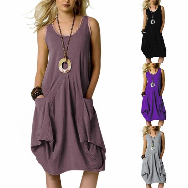casual dresses women irregular hem solid sleeveless round neck cusal loose dress, Black;gray
casual dresses women irregular hem solid sleeveless round neck cusal loose dress, Black;gray
