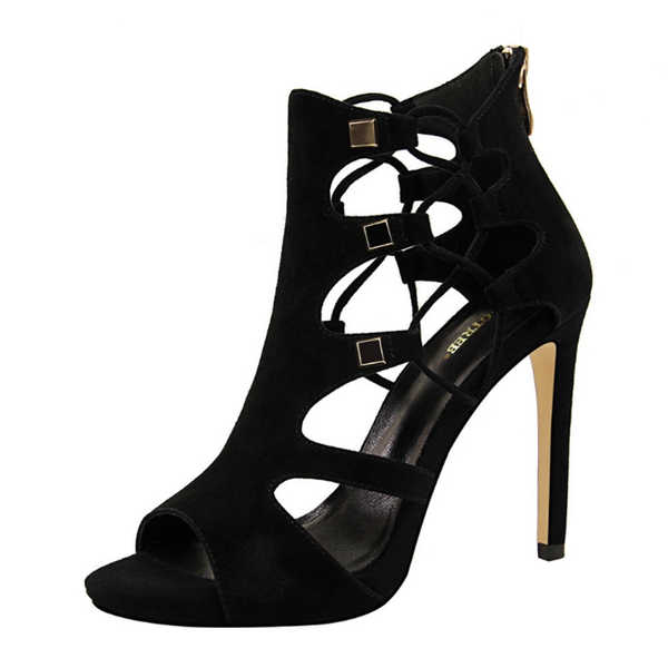sandals european beauty super high heel waterproof platform suede rivet hollow women's shoes .5cm, Black
sandals european beauty super high heel waterproof platform suede rivet hollow women's shoes .5cm, Black