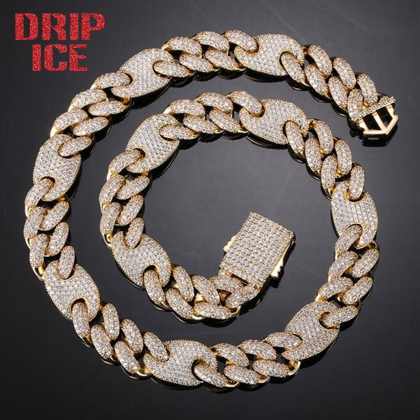 chains drip 15mm cubic zirconia heavy coffee bean cuban chain bling iced out brass necklace men white gold plated jewelry choker, Silver 
chains drip 15mm cubic zirconia heavy coffee bean cuban chain bling iced out brass necklace men white gold plated jewelry choker, Silver