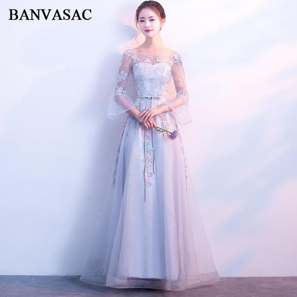 party dresses banvasac 2021 a line lace embroidery open back long evening o neck flare half sleeve bow sash prom gowns, White;black
party dresses banvasac 2021 a line lace embroidery open back long evening o neck flare half sleeve bow sash prom gowns, White;black
