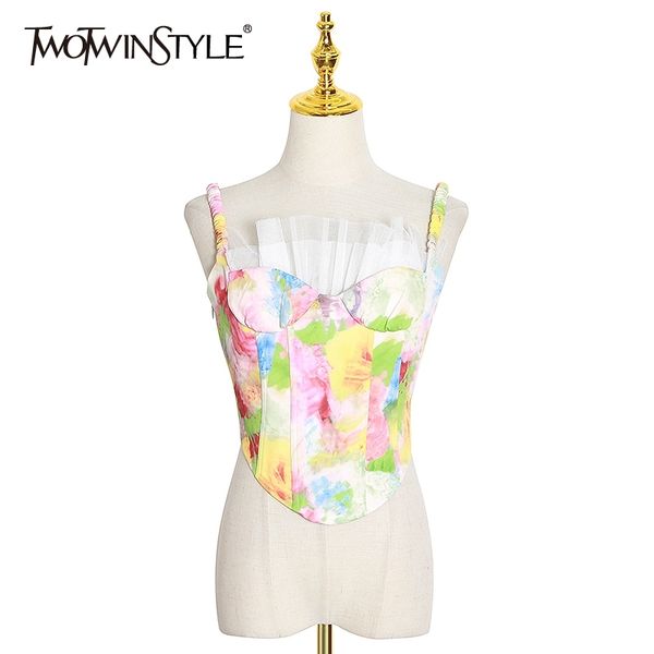 twotwinstyle print patchwork ruffle mesh vest for women spaghetti strap vintage vests female summer fashion new clothing 210308, Black
twotwinstyle print patchwork ruffle mesh vest for women spaghetti strap vintage vests female summer fashion new clothing 210308, Black