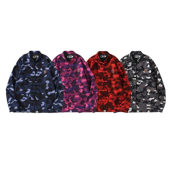men's casual shirts yang yi spring and autumn camouflage thin tang jacket, White;black
men's casual shirts yang yi spring and autumn camouflage thin tang jacket, White;black